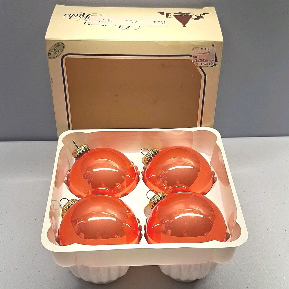 Christmas by Krebs Mercury Glass Ball Ornaments 3.5" Kingston Coral Set of 4